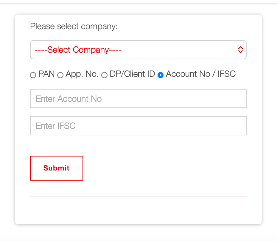 The MUFG Intime India IPO allotment status portal